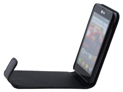 LG Optimus F5 P875 Synthetic Leather Flip Case - Classic Black