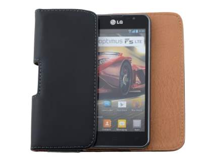 Smooth Synthetic Leather Belt Pouch for LG Optimus F5 P875 - Classic Black