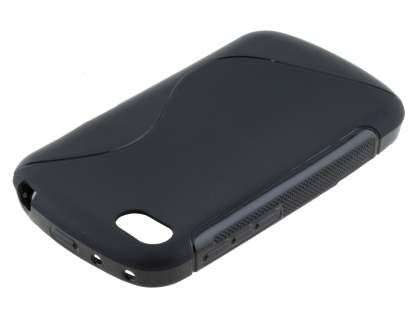 Wave Case for BlackBerry Q10 - Frosted Black/Black Soft Cover