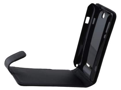 Sony Xperia E Synthetic Leather Flip Case - Classic Black