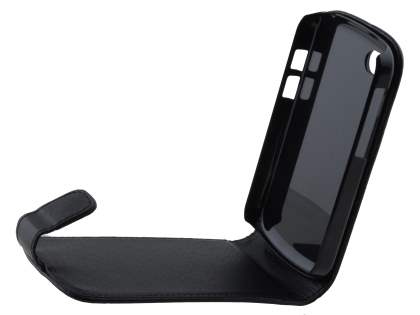 Synthetic Leather Flip Case for BlackBerry Q10 - Classic Black