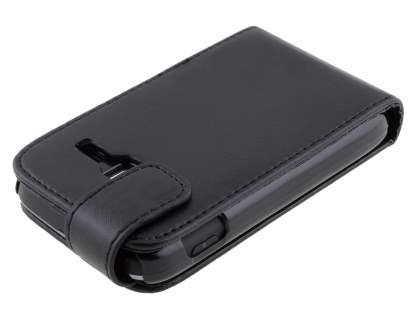 Samsung Galaxy Y Duos S6102 Synthetic Leather Flip Case - Classic Black