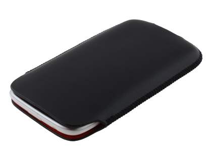 Genuine Leather Slide-in Case for HTC Desire X - Black