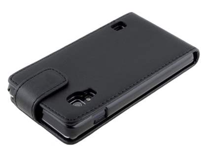 Synthetic Leather Flip Case for LG Optimus L5 II E460 - Classic Black
