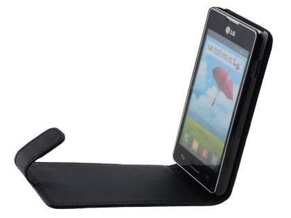 Synthetic Leather Flip Case for LG Optimus L5 II E460 - Classic Black
