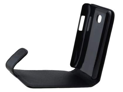 Synthetic Leather Flip Case for LG Optimus L3 II E430 - Classic Black