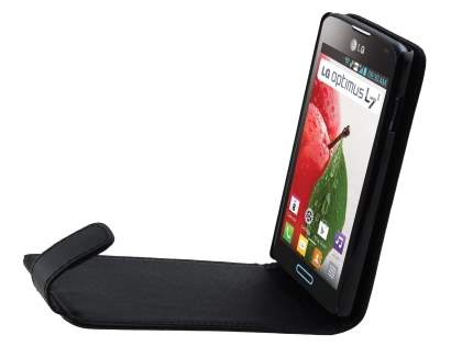 Synthetic Leather Flip Case for LG Optimus L7 II P710 - Classic Black