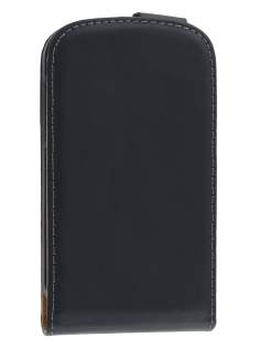 Slim Genuine Leather Flip Case for BlackBerry Q10 - Classic Black