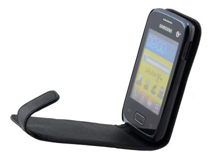 Samsung Galaxy Y Duos S6102 Synthetic Leather Flip Case - Classic Black