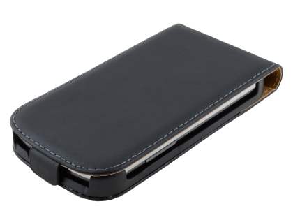Samsung Galaxy Express i8730 Slim Genuine Leather Flip Case - Classic Black