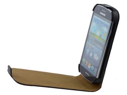 Samsung Galaxy Express i8730 Slim Genuine Leather Flip Case - Classic Black