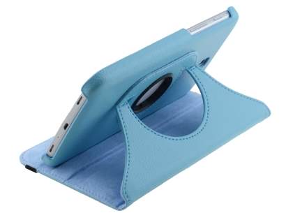 VELOCITY Synthetic Leather Swivel Flip Case for Samsung Galaxy Tab 3 7.0 - Sky Blue Leather Flip Case