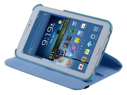 VELOCITY Synthetic Leather Swivel Flip Case for Samsung Galaxy Tab 3 7.0 - Sky Blue