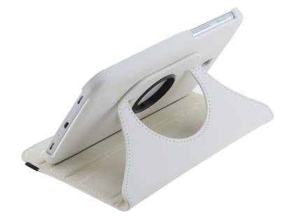 VELOCITY Synthetic Leather Swivel Flip Case for Samsung Galaxy Tab 3 7.0 - Pearl White Leather Flip Case