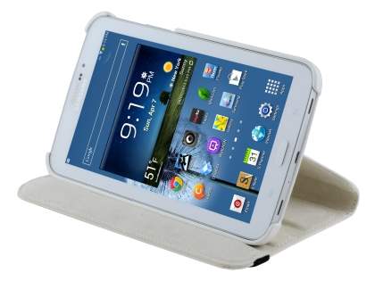 VELOCITY Synthetic Leather Swivel Flip Case for Samsung Galaxy Tab 3 7.0 - Pearl White