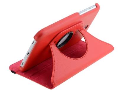 VELOCITY Synthetic Leather Swivel Flip Case for Samsung Galaxy Tab 3 7.0 - Red Leather Flip Case