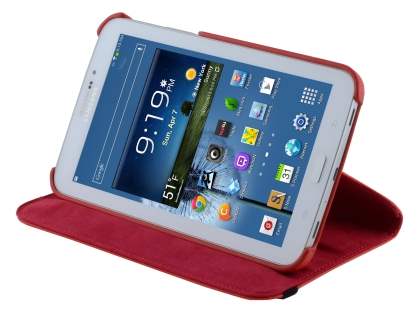 VELOCITY Synthetic Leather Swivel Flip Case for Samsung Galaxy Tab 3 7.0 - Red