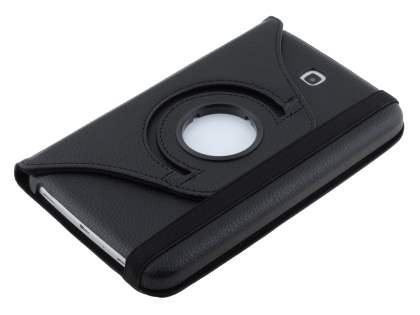 VELOCITY Synthetic Leather Swivel Flip Case for Samsung Galaxy Tab 3 7.0 - Classic Black