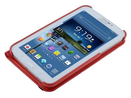 VELOCITY Synthetic Leather Swivel Flip Case for Samsung Galaxy Tab 3 7.0 - Red