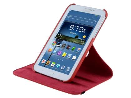 VELOCITY Synthetic Leather Swivel Flip Case for Samsung Galaxy Tab 3 7.0 - Red