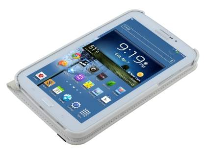 VELOCITY Synthetic Leather Swivel Flip Case for Samsung Galaxy Tab 3 7.0 - Pearl White