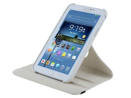 VELOCITY Synthetic Leather Swivel Flip Case for Samsung Galaxy Tab 3 7.0 - Pearl White