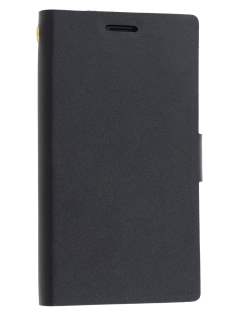 Slim Genuine Leather Portfolio Case for Nokia Lumia 925 - Classic Black