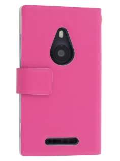 Slim Genuine Leather Portfolio Case for Nokia Lumia 925 - Pink Leather Wallet Case