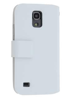 Slim Genuine Leather Portfolio Case for Samsung Galaxy S4 mini - Pearl White