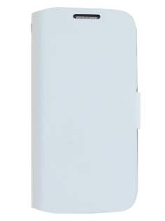 Slim Genuine Leather Portfolio Case for Samsung Galaxy S4 mini - Pearl White