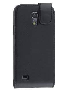 Synthetic Leather Flip Case for Samsung Galaxy S4 mini - Classic Black Leather Flip Case
