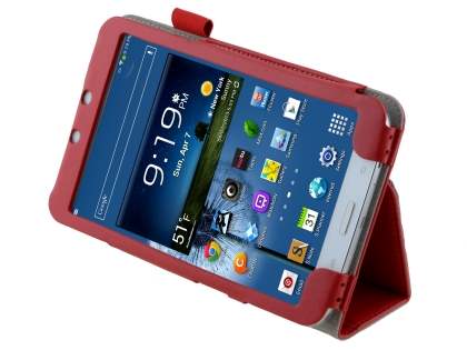Synthetic Leather Flip Case with Fold-Back Stand for Samsung Galaxy Tab 3 8.0 - Red