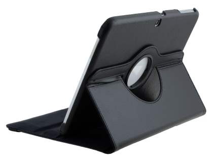 VELOCITY Synthetic Leather 360° Swivel Flip Case for Samsung Galaxy Tab 3 10.1 - Classic Black Leather Flip Case