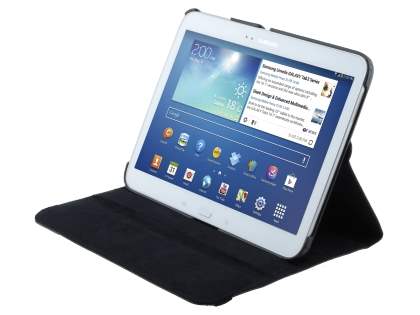 VELOCITY Synthetic Leather 360° Swivel Flip Case for Samsung Galaxy Tab 3 10.1 - Classic Black