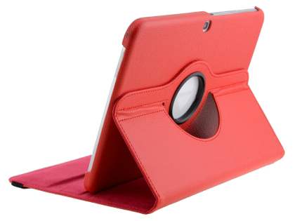 VELOCITY Synthetic Leather 360° Swivel Flip Case for Samsung Galaxy Tab 3 10.1 - Red Leather Flip Case