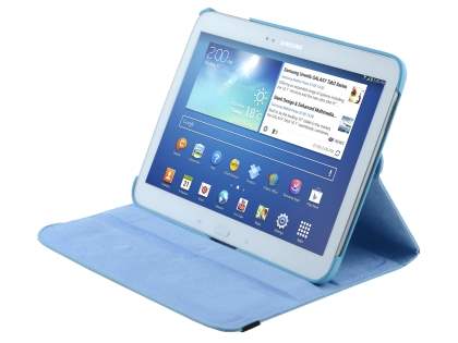 VELOCITY Synthetic Leather 360° Swivel Flip Case for Samsung Galaxy Tab 3 10.1 - Sky Blue