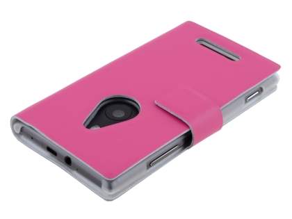 Slim Genuine Leather Portfolio Case for Nokia Lumia 925 - Pink