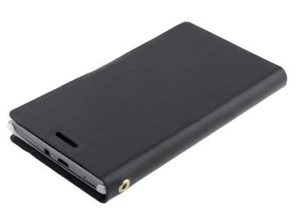 Slim Genuine Leather Portfolio Case for Nokia Lumia 925 - Classic Black