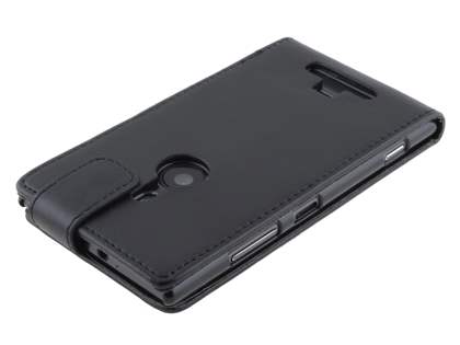 Synthetic Leather Flip Case for Nokia Lumia 925 - Classic Black