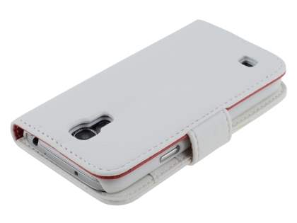 Synthetic Leather Wallet Case with Stand for Samsung Galaxy S4 mini - Pearl White