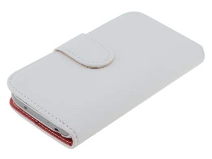 Synthetic Leather Wallet Case with Stand for Samsung Galaxy S4 mini - Pearl White