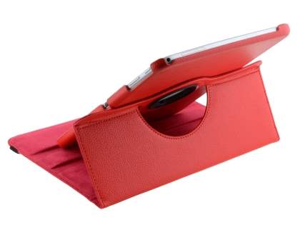 VELOCITY Synthetic Leather 360° Swivel Flip Case for Samsung Galaxy Tab 3 10.1 - Red