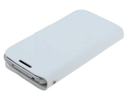 Slim Genuine Leather Portfolio Case for Samsung Galaxy S4 mini - Pearl White