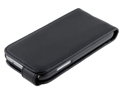 Synthetic Leather Flip Case for Samsung Galaxy S4 mini - Classic Black