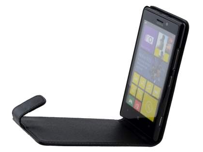 Synthetic Leather Flip Case for Nokia Lumia 925 - Classic Black
