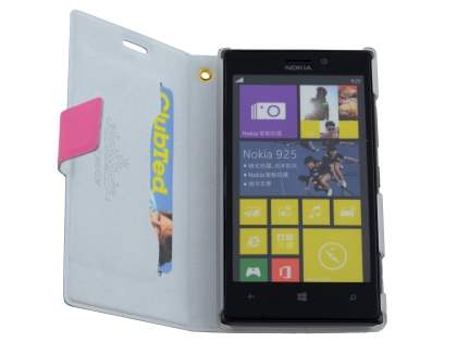 Slim Genuine Leather Portfolio Case for Nokia Lumia 925 - Pink