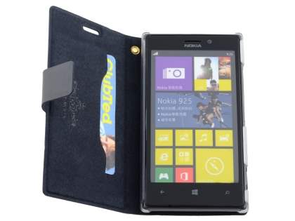 Slim Genuine Leather Portfolio Case for Nokia Lumia 925 - Classic Black