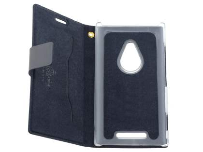 Slim Genuine Leather Portfolio Case for Nokia Lumia 925 - Classic Black