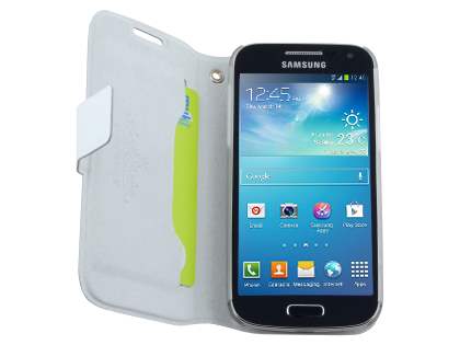 Slim Genuine Leather Portfolio Case for Samsung Galaxy S4 mini - Pearl White