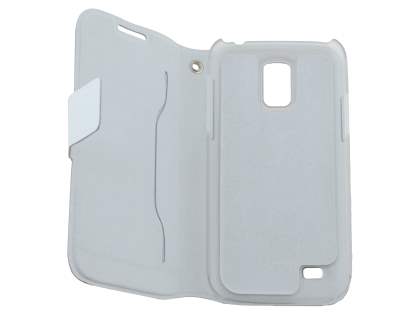 Slim Genuine Leather Portfolio Case for Samsung Galaxy S4 mini - Pearl White